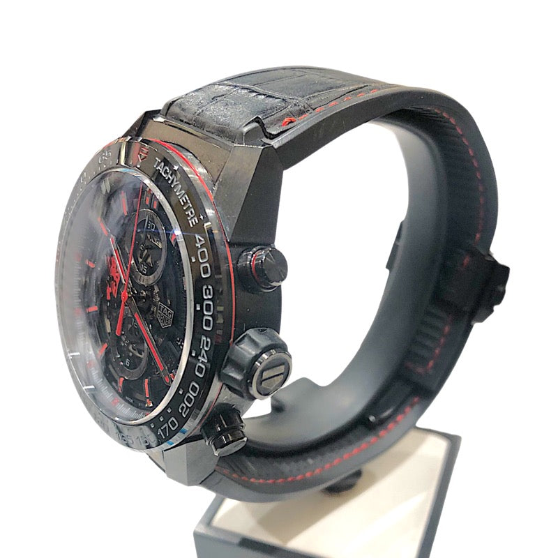 タグ・ホイヤー TAG HEUER カレラ キャリバー ホイヤ―01 クロノグラフ マンチェスターユナイテッド CAR2A1J.FC6400 ブラック ステンレス（PVD加工）/ラバー×アリゲーター メンズ 腕時計
