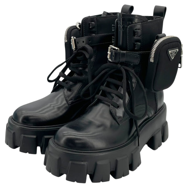 プラダ PRADA モノリス 厚底ブーツ 17255M ブラック ナイロン レディース ブーツ
