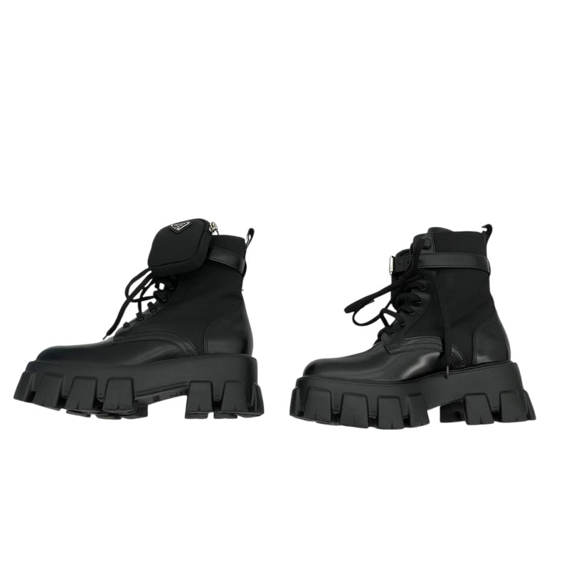 プラダ PRADA モノリス 厚底ブーツ 17255M ブラック ナイロン レディース ブーツ