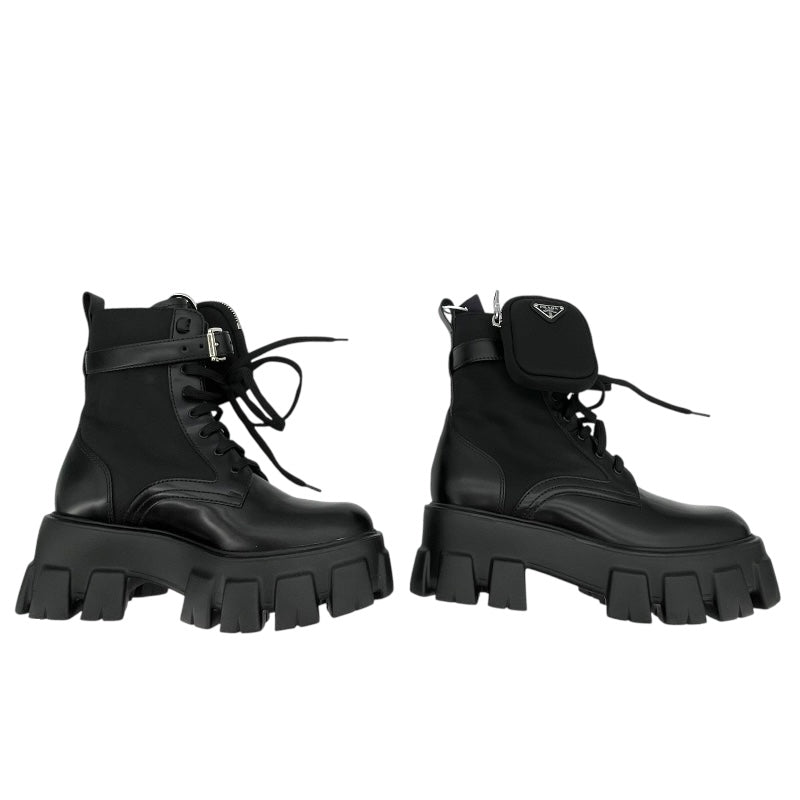 プラダ PRADA モノリス 厚底ブーツ 17255M ブラック ナイロン レディース ブーツ
