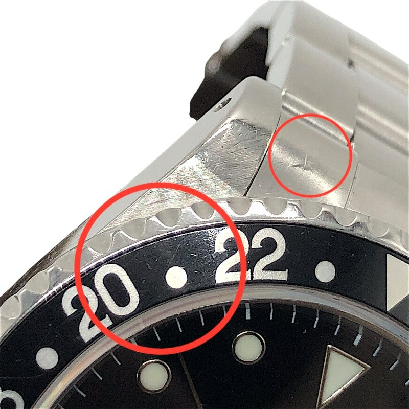 ロレックス ROLEX GMTマスター2  赤/黒 16710 ブラック×シルバー SS メンズ 腕時計