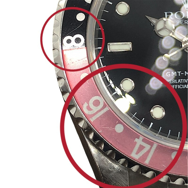 ロレックス ROLEX GMTマスター2  赤/黒 16710 ブラック×シルバー SS メンズ 腕時計