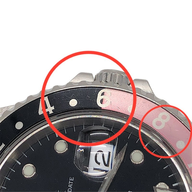 ロレックス ROLEX GMTマスター2  赤/黒 16710 ブラック×シルバー SS メンズ 腕時計