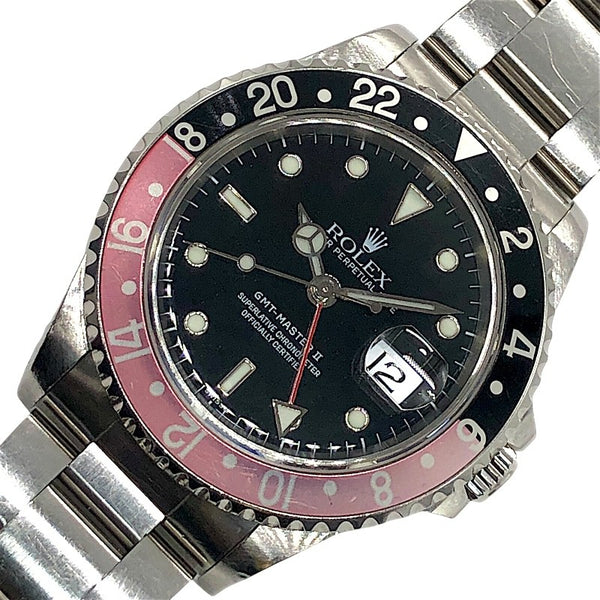 ロレックス ROLEX GMTマスター2  赤/黒 16710 ブラック×シルバー SS メンズ 腕時計
