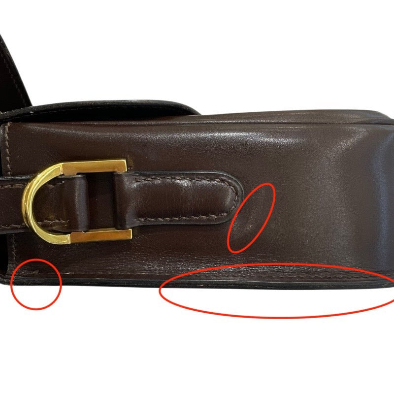 エルメス HERMES ショルダーバッグ 〇C刻 ショコラ×ゴ―ルド金具 ボックスカーフ レディース ショルダーバッグ