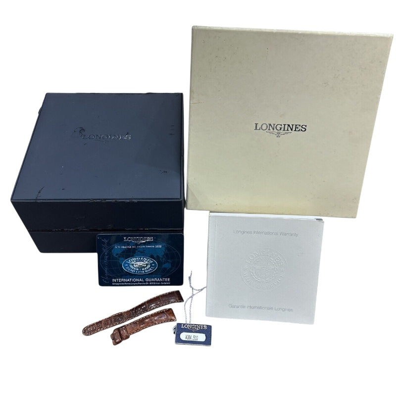 ロンジン LONGINES プレゼンス ヘリテージ L4.267.8.73.2 ホワイト K18ピンクゴールド／革 自動巻き レディース 腕時計