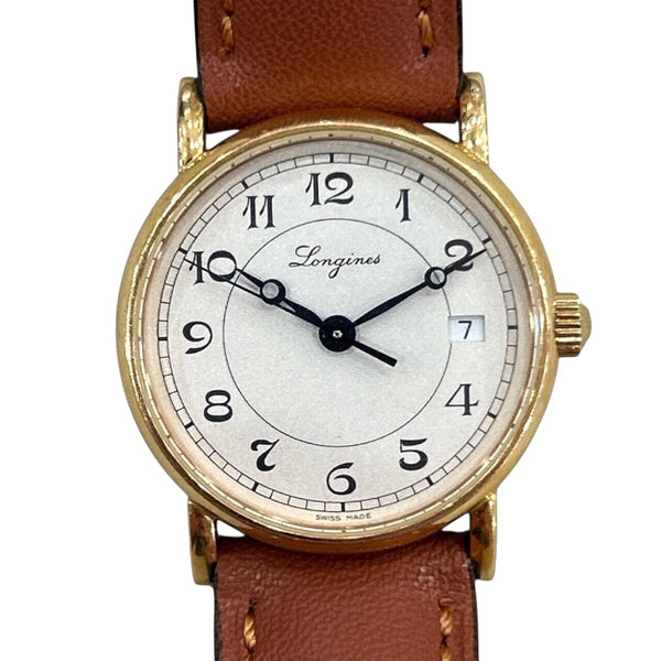 ロンジン LONGINES プレゼンス ヘリテージ L4.267.8.73.2 ホワイト K18ピンクゴールド／革 自動巻き レディース 腕時計