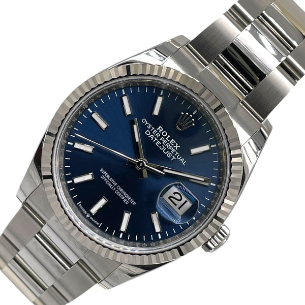 ロレックス ROLEX デイトジャスト36 ランダムシリアル オイスターブレス 126234 シルバー×ブルー SS 自動巻き メンズ 腕時計
