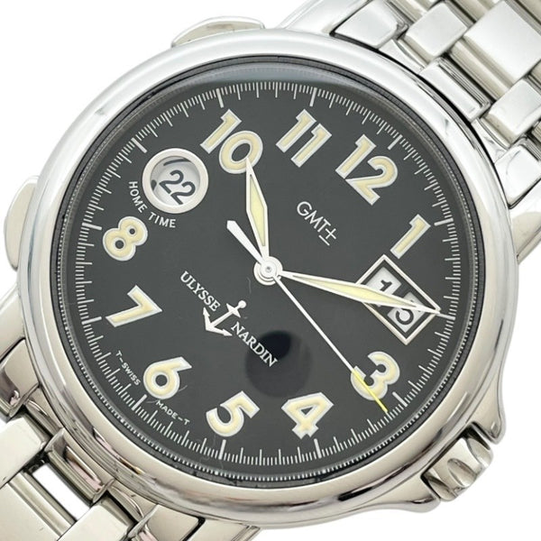 ユリスナルダン ULYSSE NARDIN サンマルコ GMT ビッグデイト 223-88 ブラック SS 自動巻き メンズ 腕時計