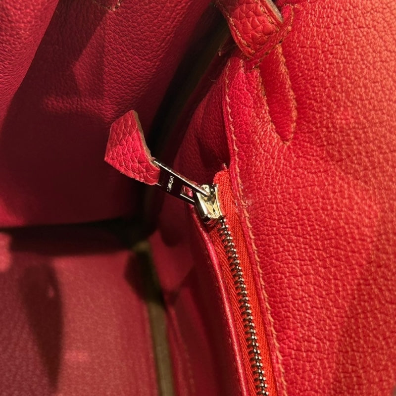 エルメス HERMES バーキン25 U刻 ルージュグレナ/シルバー金具 トリヨン レディース ハンドバッグ