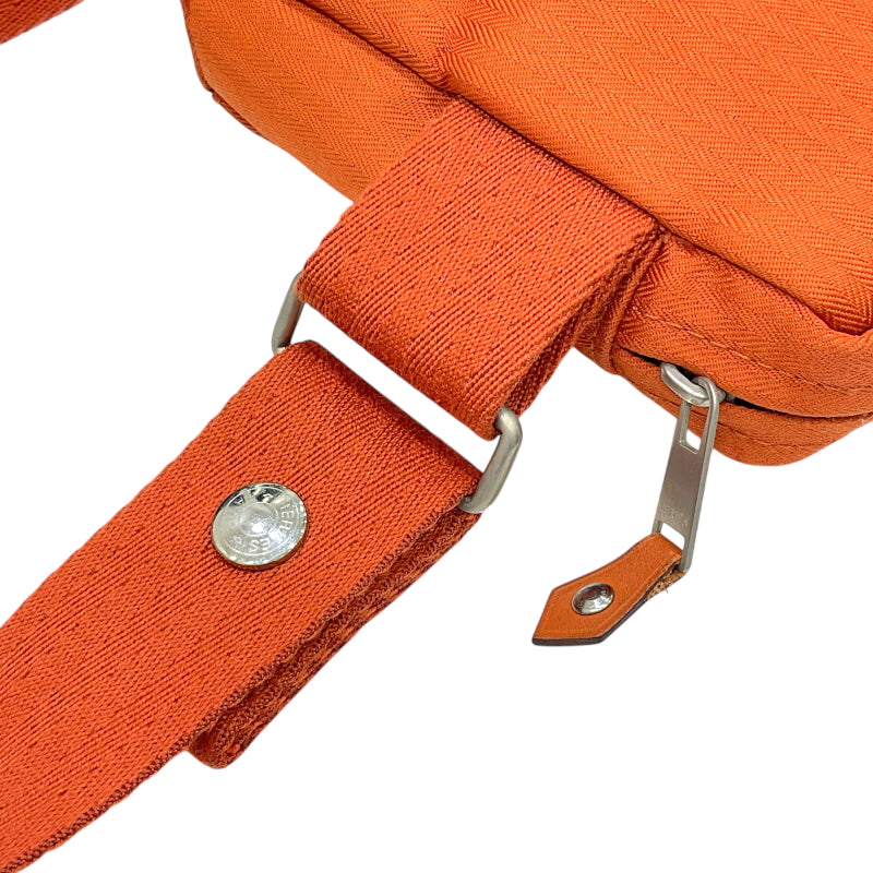 エルメス HERMES アカプルコ ポシェット サンチュール オレンジ シルバー金具 トワルシェブロン/レザー ユニセックス ボディバッグ