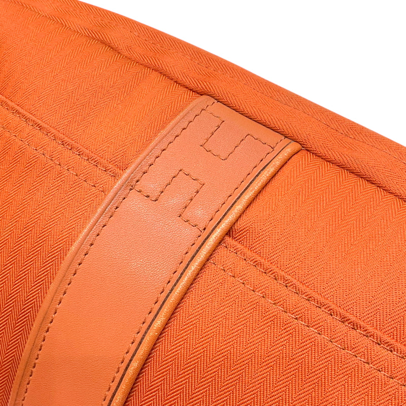 エルメス HERMES アカプルコ ポシェット サンチュール オレンジ シルバー金具 トワルシェブロン/レザー ユニセックス ボディバッグ