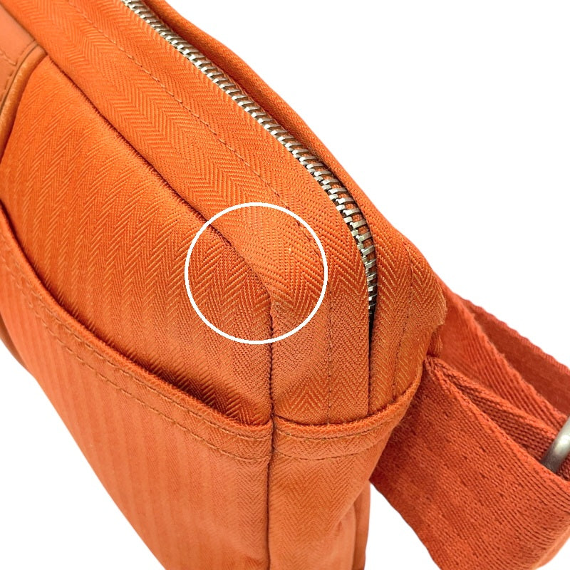 エルメス HERMES アカプルコ ポシェット サンチュール オレンジ シルバー金具 トワルシェブロン/レザー ユニセックス ボディバッグ
