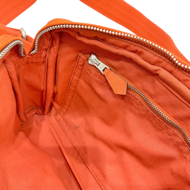エルメス HERMES アカプルコ ポシェット サンチュール オレンジ シルバー金具 トワルシェブロン/レザー ユニセックス ボディバッグ