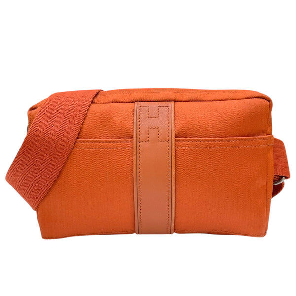 エルメス HERMES アカプルコ ポシェット サンチュール オレンジ シルバー金具 トワルシェブロン/レザー ユニセックス ボディバッグ