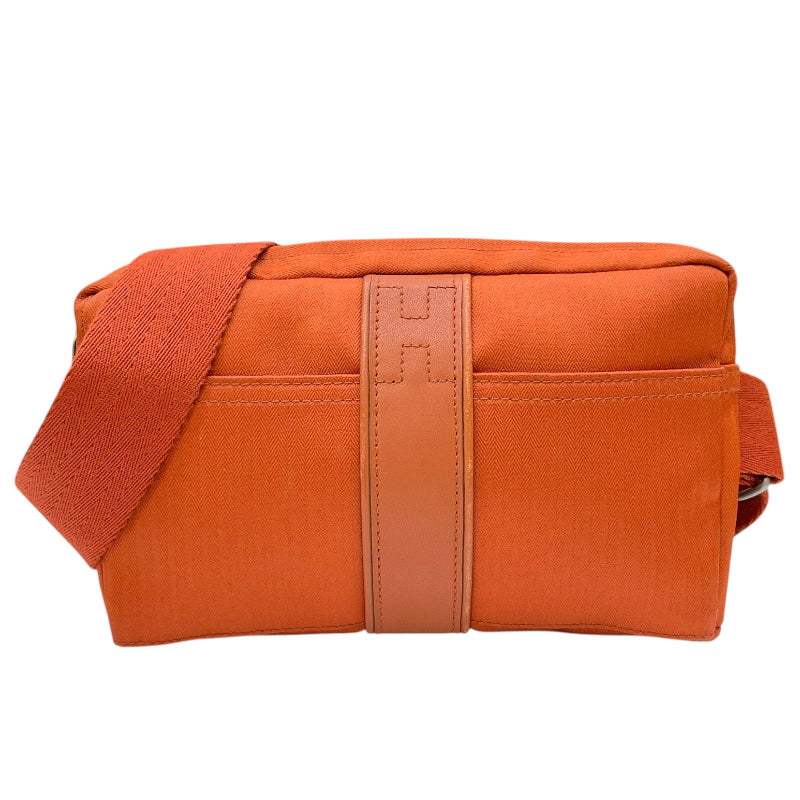 エルメス HERMES アカプルコ ポシェット サンチュール オレンジ シルバー金具 トワルシェブロン/レザー ユニセックス ボディバッグ