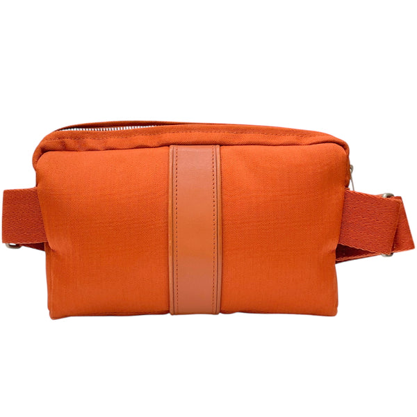 エルメス HERMES アカプルコ ポシェット サンチュール オレンジ シルバー金具 トワルシェブロン/レザー ユニセックス ボディバッグ