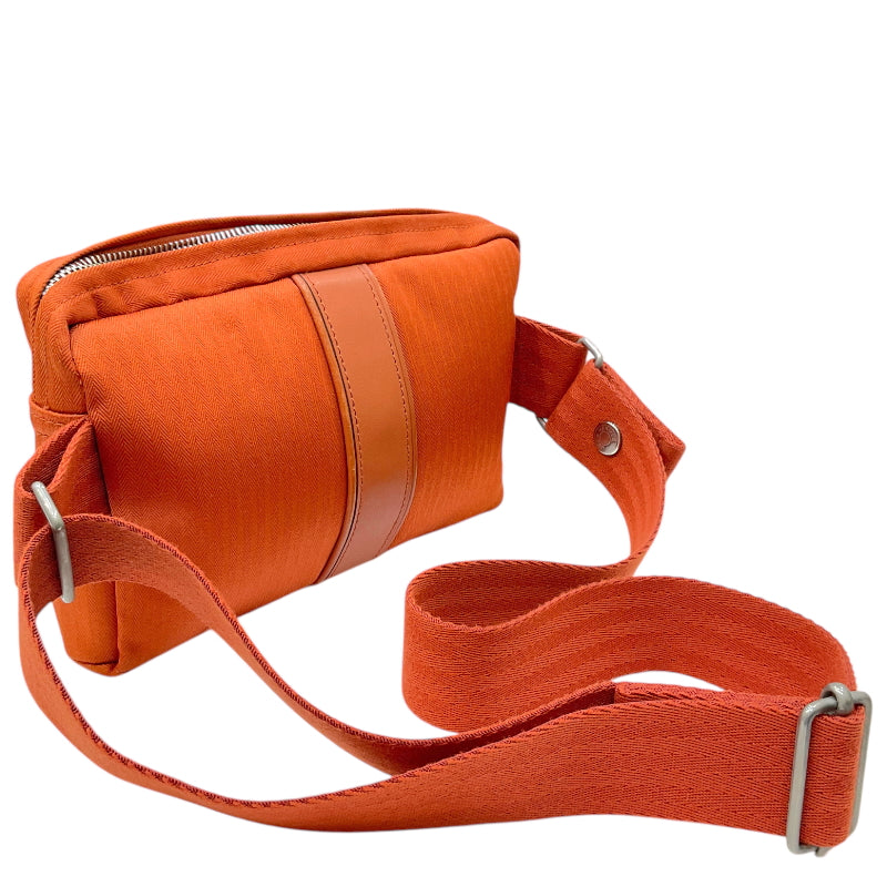 エルメス HERMES アカプルコ ポシェット サンチュール オレンジ シルバー金具 トワルシェブロン/レザー ユニセックス ボディバッグ
