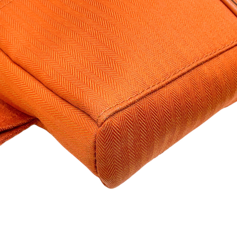 エルメス HERMES アカプルコ ポシェット サンチュール オレンジ シルバー金具 トワルシェブロン/レザー ユニセックス ボディバッグ