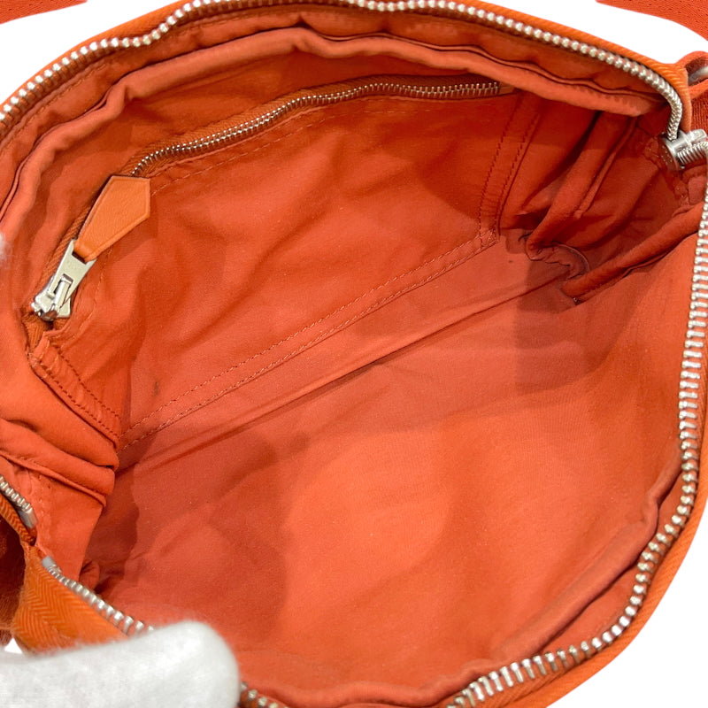エルメス HERMES アカプルコ ポシェット サンチュール オレンジ シルバー金具 トワルシェブロン/レザー ユニセックス ボディバッグ