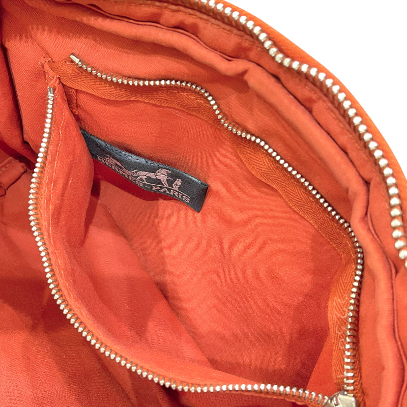 エルメス HERMES アカプルコ ポシェット サンチュール オレンジ シルバー金具 トワルシェブロン/レザー ユニセックス ボディバッグ