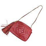 シャネル CHANEL ココマーク フリンジ ショルダーバッグ レッド ゴールド金具 キャビアスキン レディース ショルダーバッグ