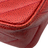 シャネル CHANEL ココマーク フリンジ ショルダーバッグ レッド ゴールド金具 キャビアスキン レディース ショルダーバッグ