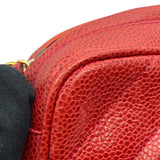 シャネル CHANEL ココマーク フリンジ ショルダーバッグ レッド ゴールド金具 キャビアスキン レディース ショルダーバッグ