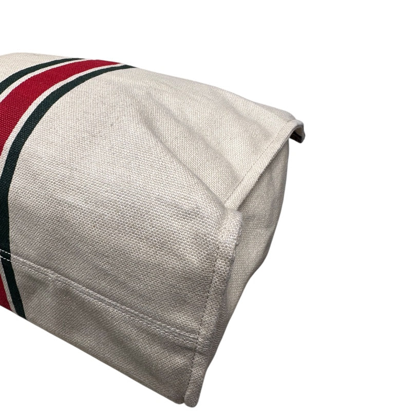 グッチ GUCCI シェリーライン　フォールダブル　スモールトート ベージュ キャンバス　レザー ユニセックス ハンドバッグ