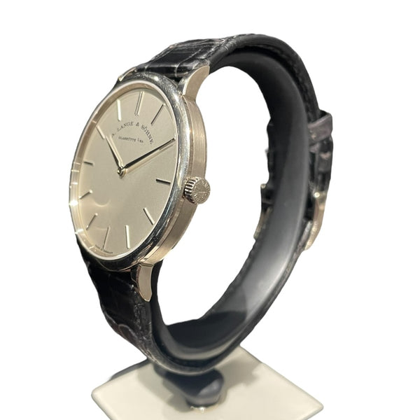 ランゲ＆ゾーネ A.LANGE&SOHNE サクソニアフラッハ 211.027 18Kホワイトゴールド/革ベルト メンズ 腕時計