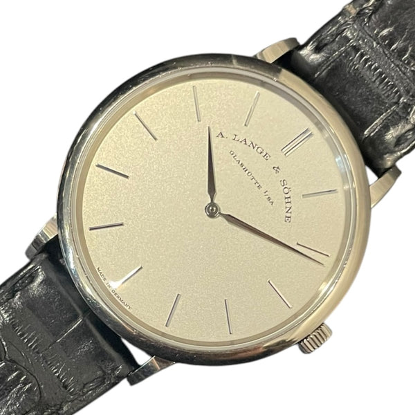 ランゲ＆ゾーネ A.LANGE&SOHNE サクソニアフラッハ 211.027 18Kホワイトゴールド/革ベルト メンズ 腕時計