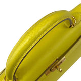 エルメス HERMES ケリー25 外縫い D刻印 ライム シルバー金具 ヴォーエプソン レディース ショルダーバッグ