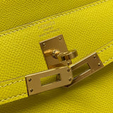 エルメス HERMES ケリー25 外縫い D刻印 ライム シルバー金具 ヴォーエプソン レディース ショルダーバッグ