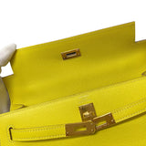 エルメス HERMES ケリー25 外縫い D刻印 ライム シルバー金具 ヴォーエプソン レディース ショルダーバッグ