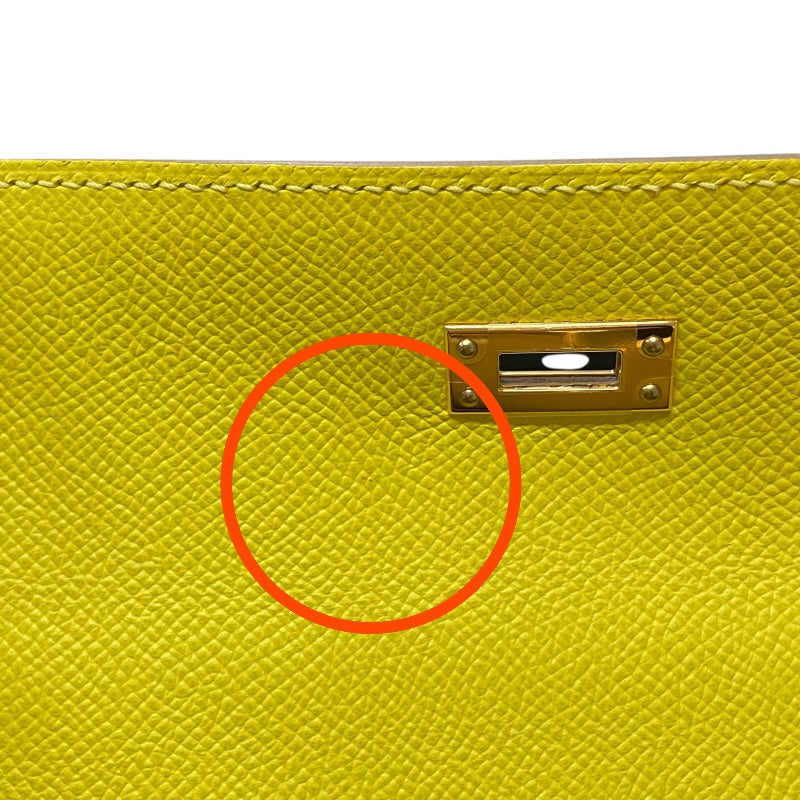 エルメス HERMES ケリー25 外縫い D刻印 ライム シルバー金具 ヴォーエプソン レディース ショルダーバッグ