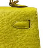 エルメス HERMES ケリー25 外縫い D刻印 ライム シルバー金具 ヴォーエプソン レディース ショルダーバッグ
