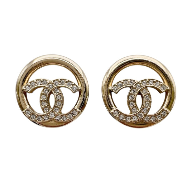 シャネル CHANEL A22　ココマークサークルピアス ゴールド メタル/ストラス アクセサリー