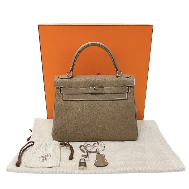 エルメス HERMES ケリー28 内縫い U刻印　(2022年製) エトゥープ　シルバー金具 トリヨンクレマンス レディース ハンドバッグ