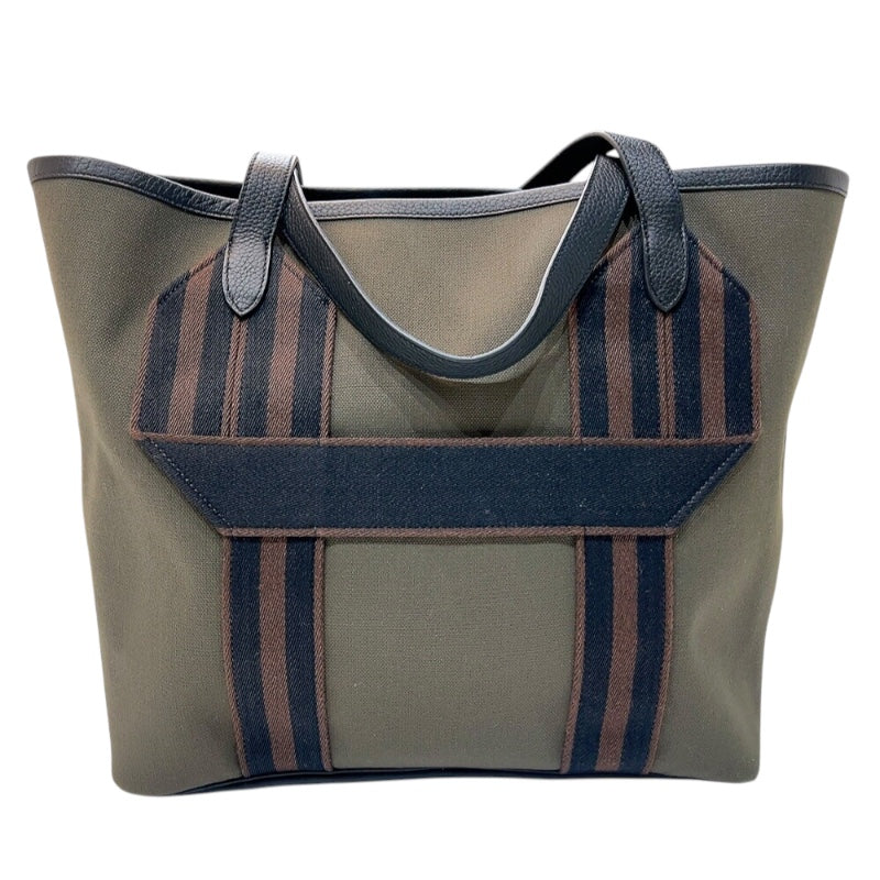 エルメス HERMES ピュールサングル トート カーキ　シルバー金具 トワル ユニセックス トートバッグ