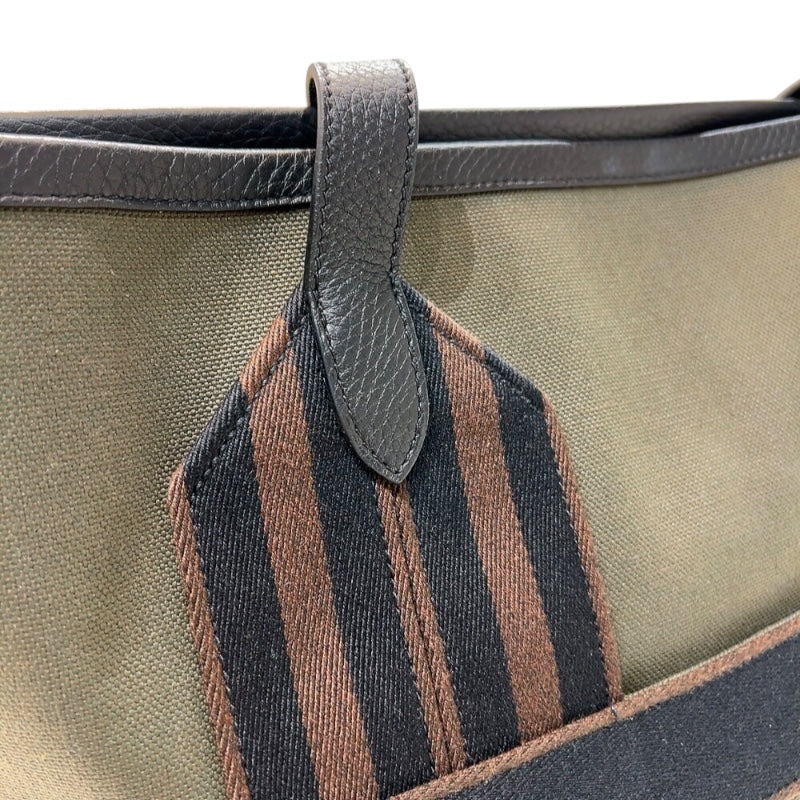 エルメス HERMES ピュールサングル トート カーキ　シルバー金具 トワル ユニセックス トートバッグ