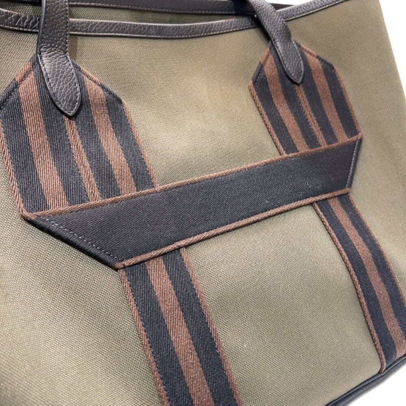 エルメス HERMES ピュールサングル トート カーキ　シルバー金具 トワル ユニセックス トートバッグ