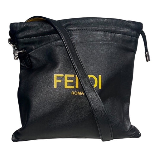 極美品　FENDI ショルダーバッグ フェンディ FENDI スリムクラッチ スモール 7VA510 ブラック レザー