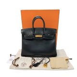 エルメス HERMES バーキン25  U刻印 (2022年製) ブラック ゴールド金具 タデラクト レディース ハンドバッグ