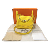 エルメス HERMES リンディミニ  Z刻印 (2021年製) ジョーヌシトロン シルバー金具 オーストリッチ レディース ショルダーバッグ