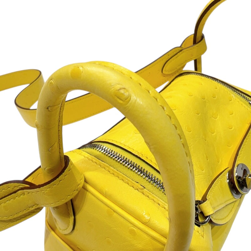 エルメス HERMES リンディミニ  Z刻印 (2021年製) ジョーヌシトロン シルバー金具 オーストリッチ レディース ショルダーバッグ