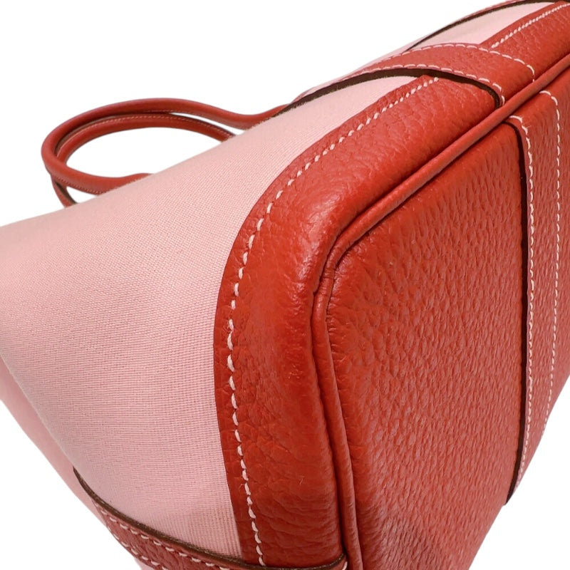 エルメス HERMES ガーデンパーティーTPM T刻印 ピンク　シルバー金具 トワル レディース ハンドバッグ