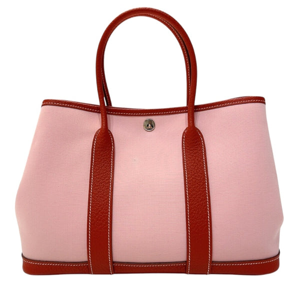 エルメス HERMES ガーデンパーティーTPM T刻印　(2015年製) ピンク　シルバー金具 トワル レディース ハンドバッグ