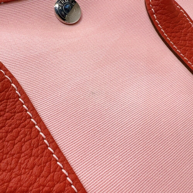 エルメス HERMES ガーデンパーティーTPM T刻印　(2015年製) ピンク　シルバー金具 トワル レディース ハンドバッグ