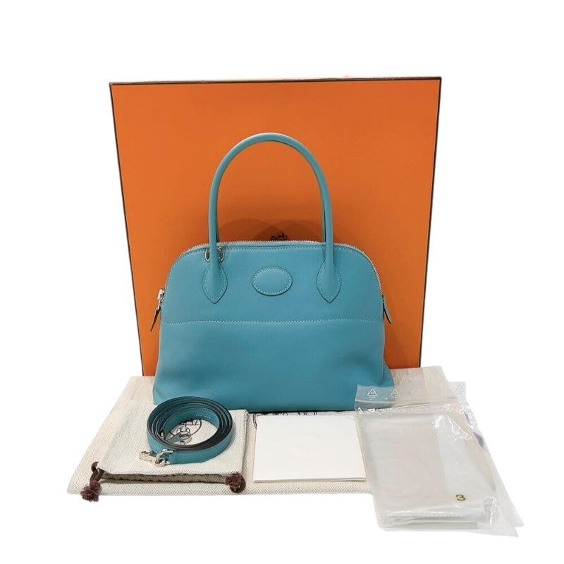 エルメス HERMES ボリード27 X刻印 (2016年製) ブルーアートル シルバー金具 スイフト レディース ハンドバッグ