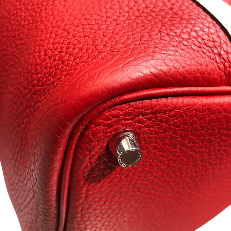 エルメス HERMES ピコタンロックPM　タッチ X刻 ルージュトマト・ローズエグランタイン　シルバー金具 トリヨン レディース ハンドバッグ